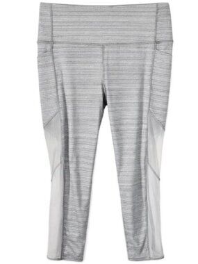 Athleta Chaturanga Crop Leggings Gray High Rise Mesh Yoga Pockets L
